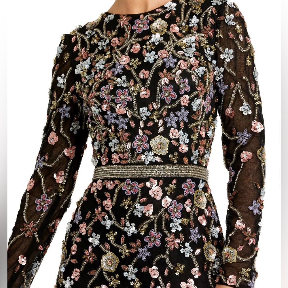 Mac Duggal size 14 Long Sleeve Embellished Mesh Gown - Picture 3 of 13